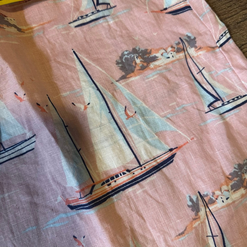 Women's St. Tropez West Pink & Blue Sailboat Maxi Dress S linen - Picture 10 of 12